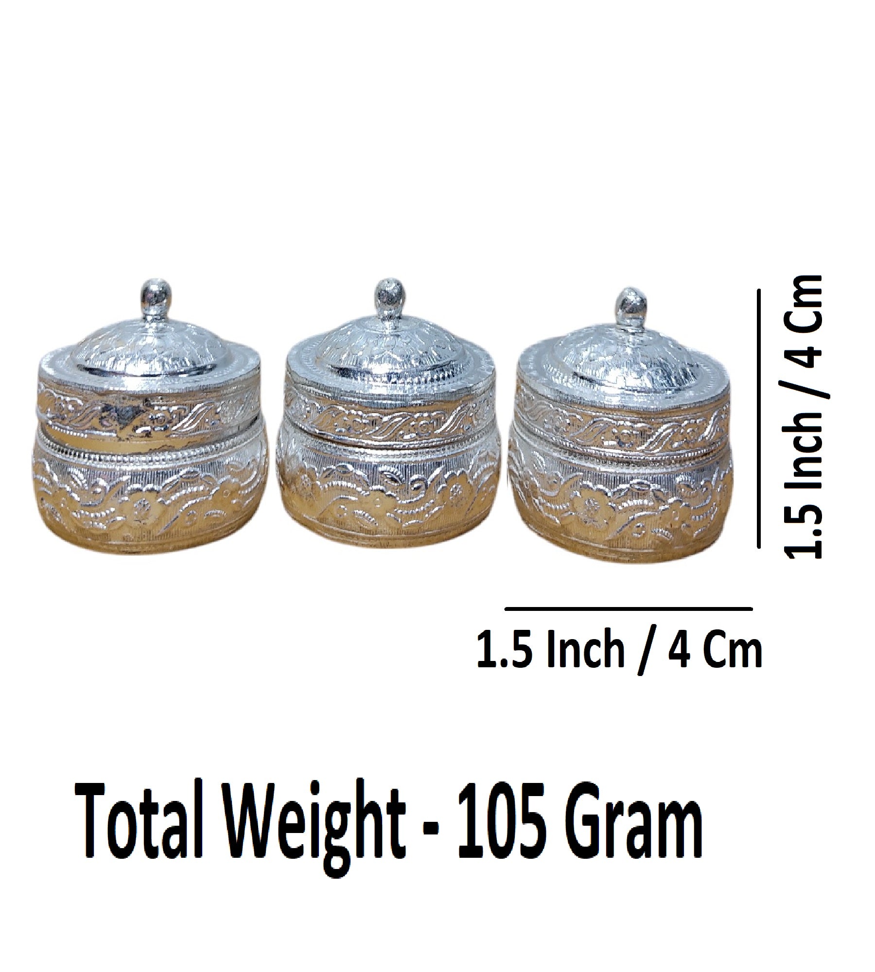 Sigaram Copper 1.5 Inch Round Meena Sindoor Kum Kum Dabbi For Home Pooja Decore k4611