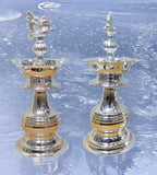 Sigaram Brass 8 Inch Peacock Handle Diya For Home Pooja Decore K4632