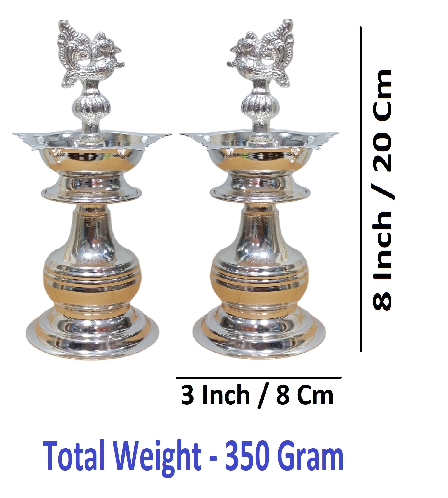 Sigaram Brass 8 Inch Peacock Handle Diya For Home Pooja Decore K4632