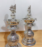 Sigaram Brass 8 Inch Peacock Handle Diya For Home Pooja Decore K4633