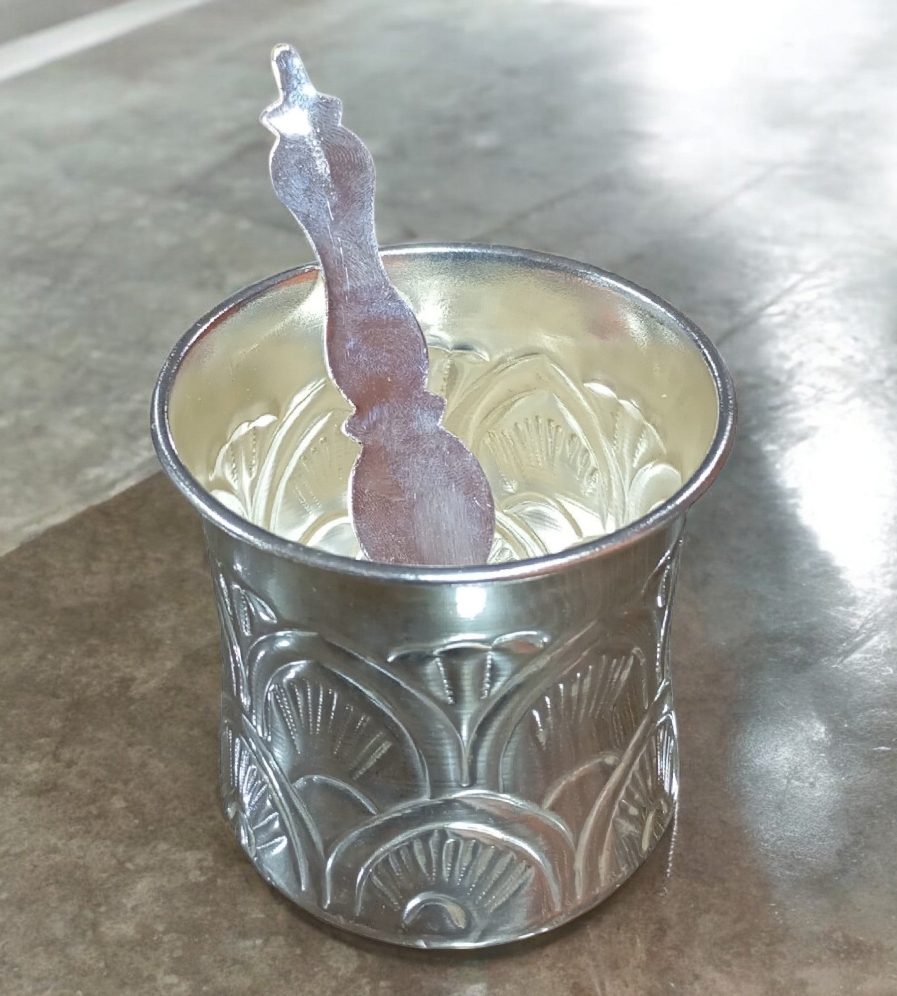 Sigaram 3 Inch German Silver Design Panchpatra for Home and Temple Pooja K4634