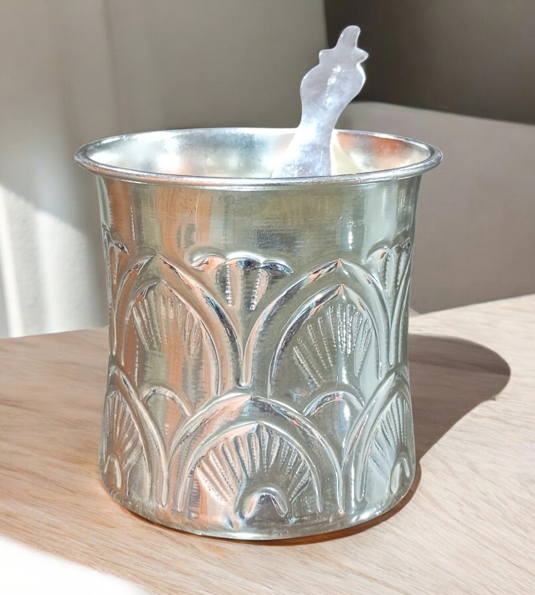 Sigaram 3 Inch German Silver Design Panchpatra for Home and Temple Pooja K4634