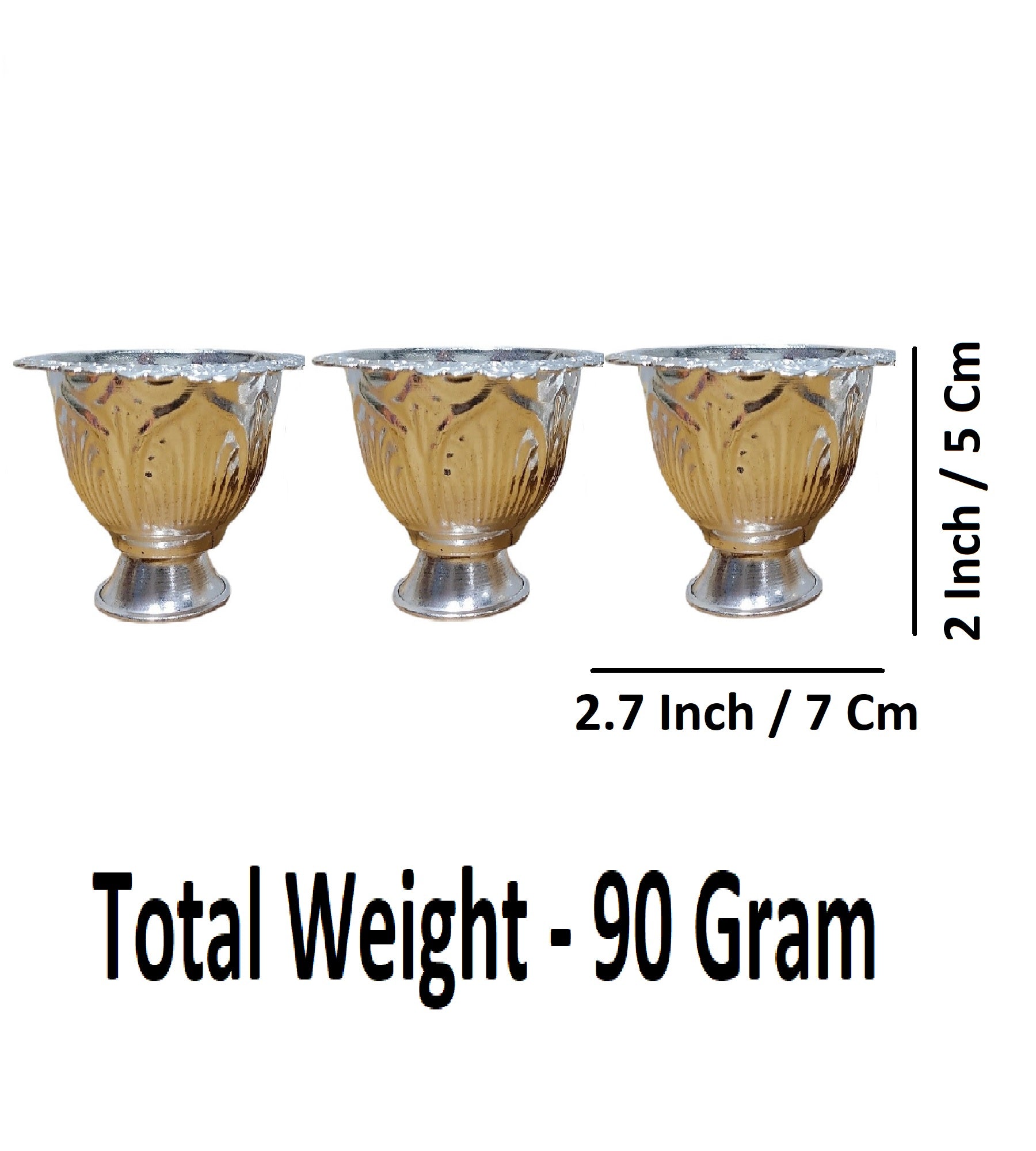Sigaram Brass 2 Inch Fancy Kum Kum Cup For Home Pooja Decore K4639
