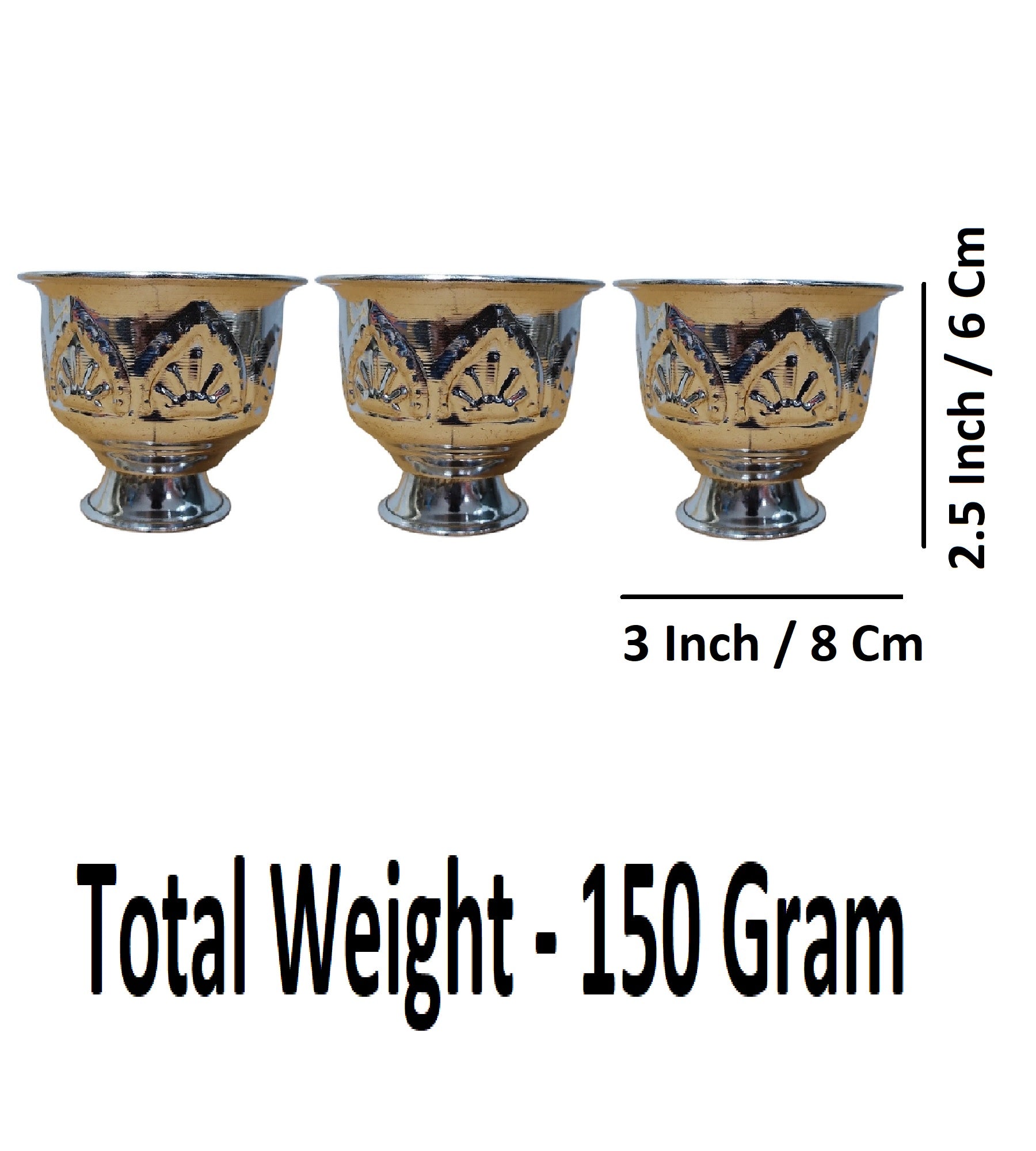 Sigaram Brass 2.5 Inch Kum Kum Bharani Cup For Home Pooja Decore K4641