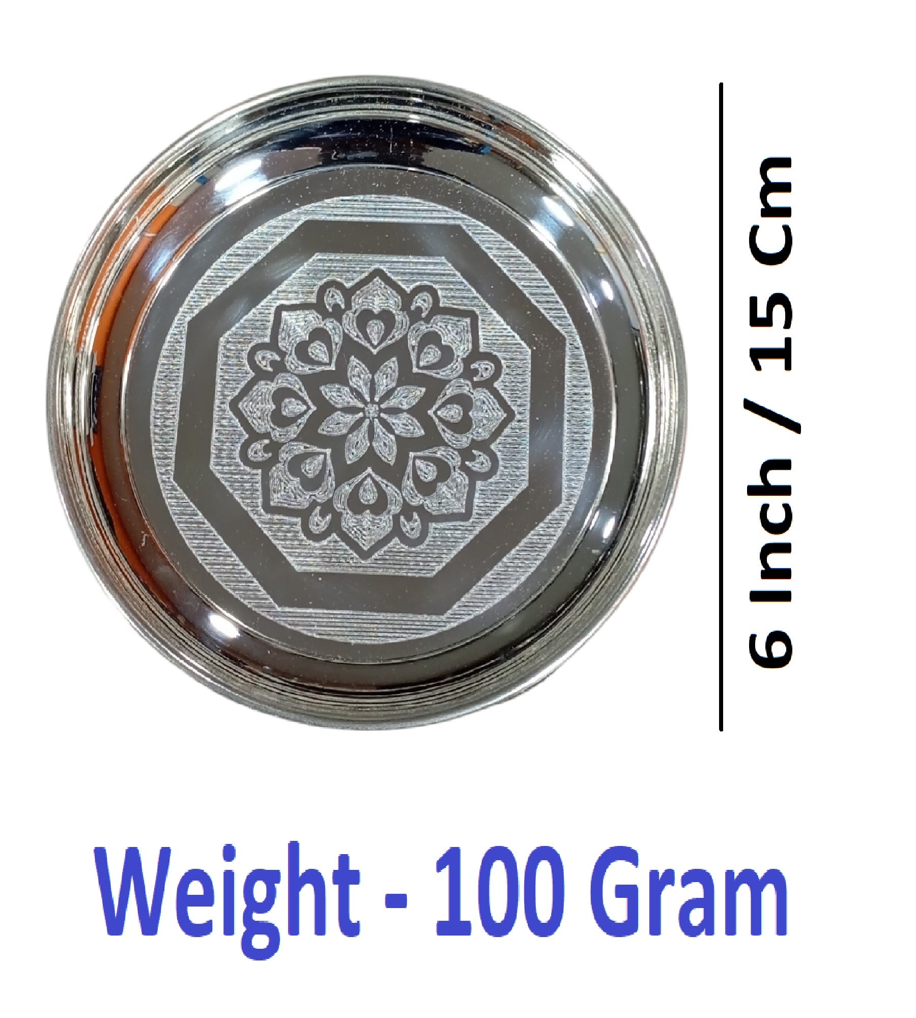 Sigaram Brass 6 Inch Floral Design Plate For Home Pooja Decore K4643