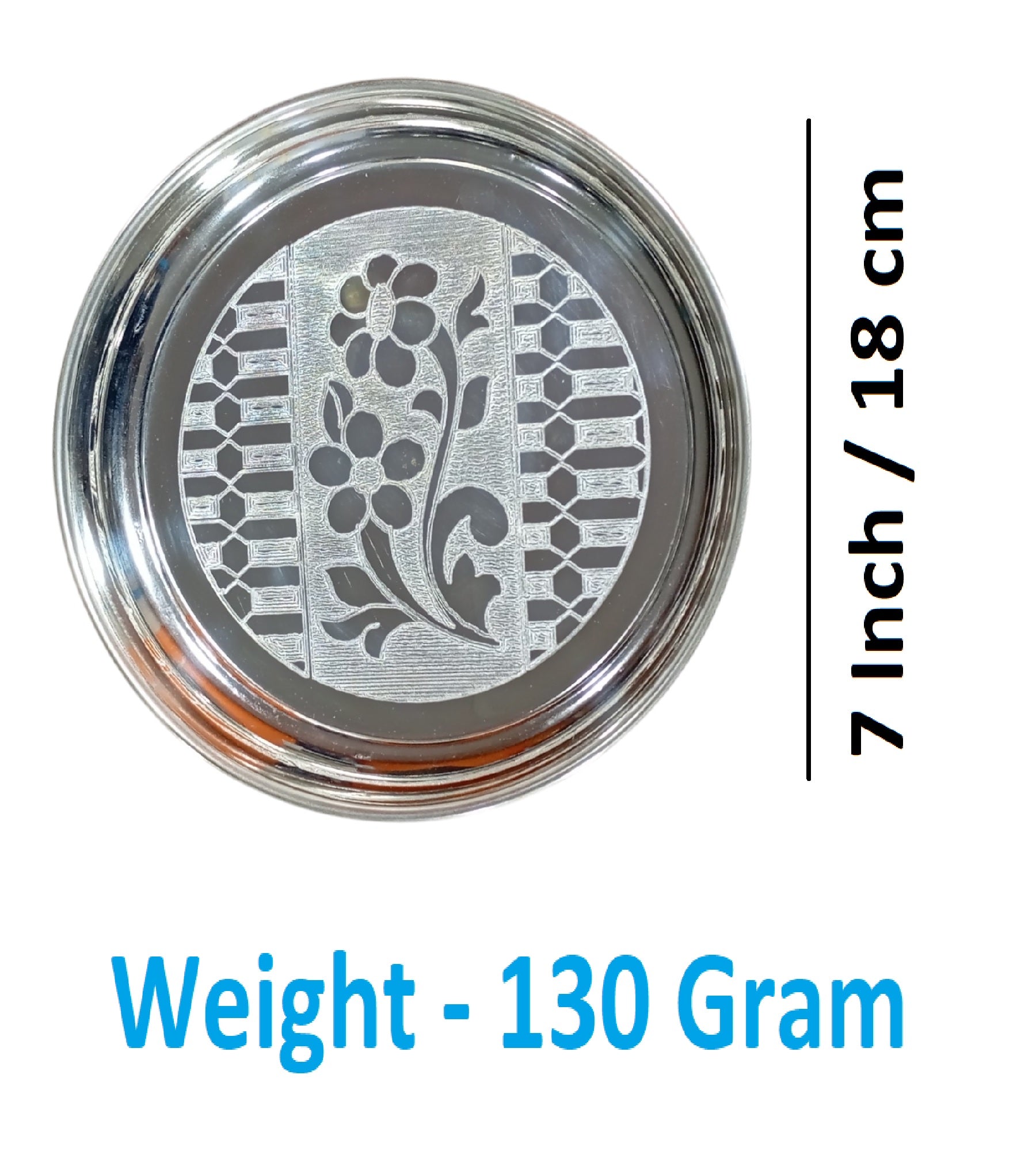 Sigaram Brass 7 Inch Floral Designed Plate For Home Pooja Decore K4644