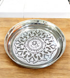 Sigaram Brass 8 Inch Floral Designed Plate For Home Pooja Decore K4645