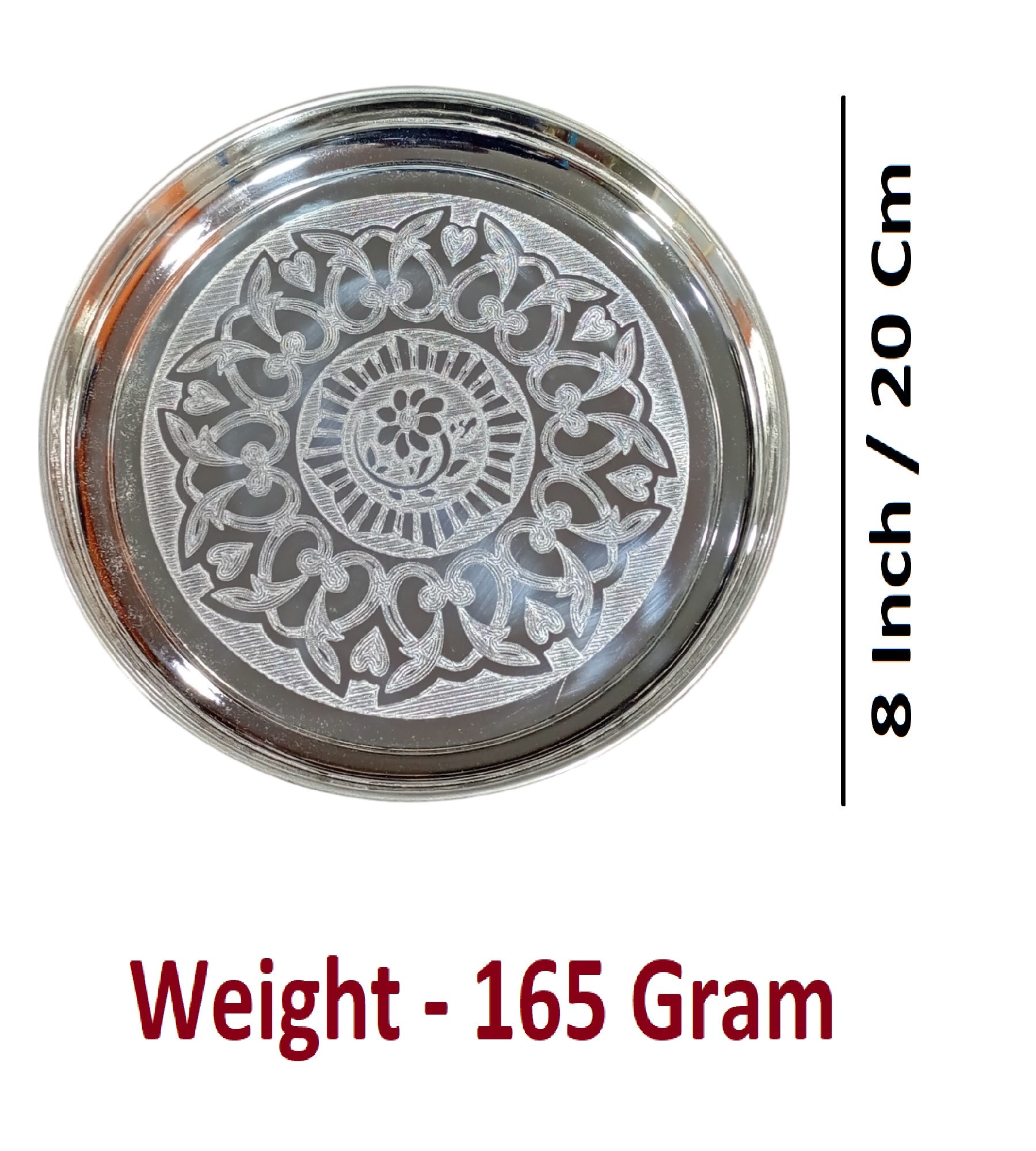 Sigaram Brass 8 Inch Floral Designed Plate For Home Pooja Decore K4645