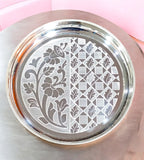 Sigaram Brass 10 Inch Floral Designed Plate For Home Pooja Decore K4647
