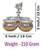 Sigaram Brass 5x5 Inch 4 Cup Panchwala Kum Kum Cup For Home Pooja Decore K4648