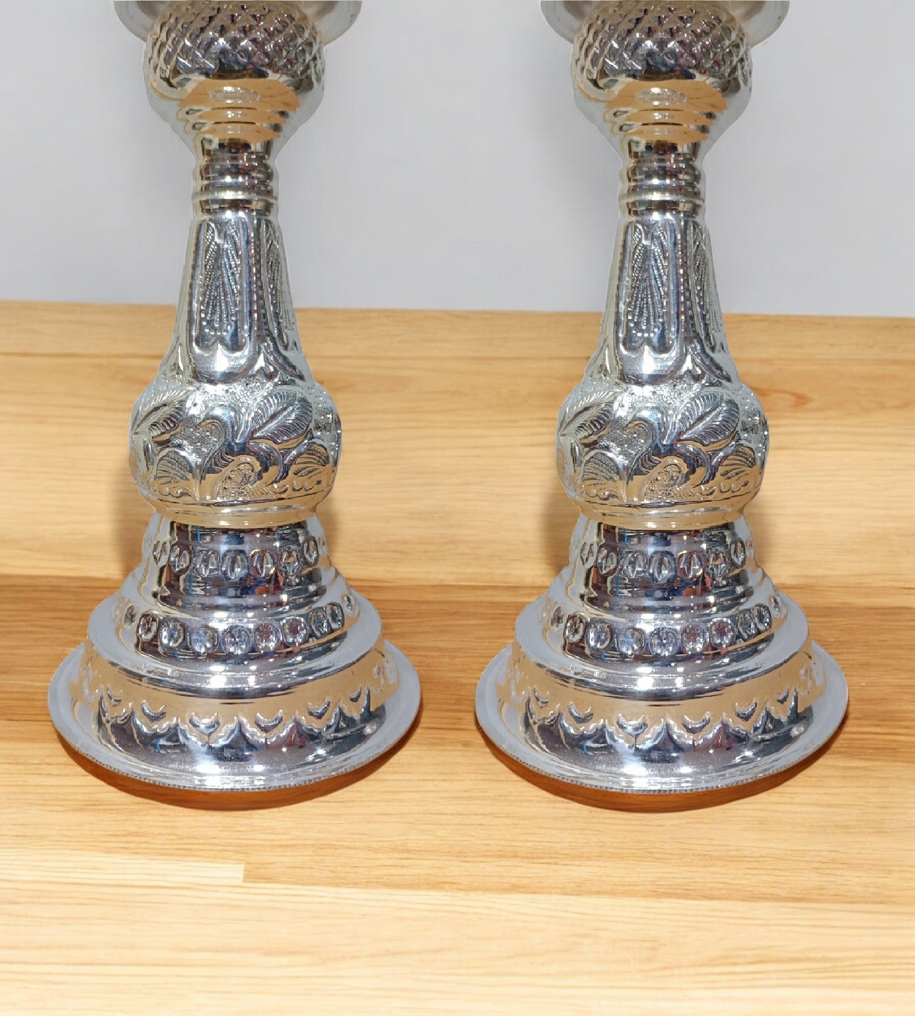 Sigaram German Silver 12 Inch Peacock Handle Diya For Home pooja Decore K4657