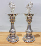 Sigaram German Silver 12 Inch Peacock Handle Diya For Home pooja Decore K4657