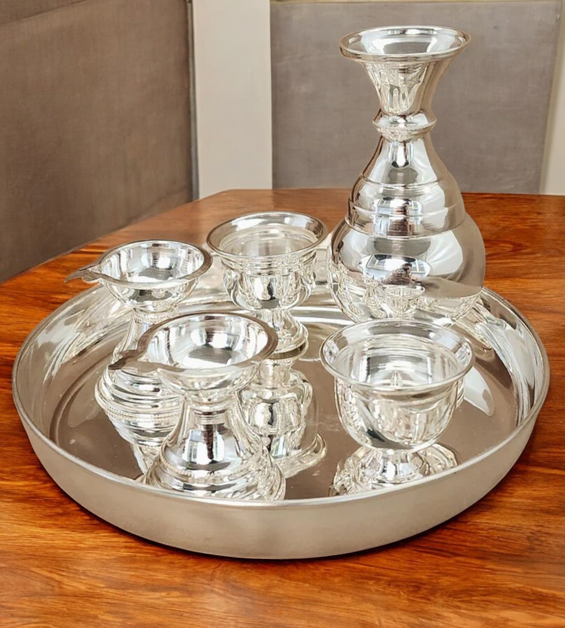 Sigaram German Silver Plain Kalash Set For Home and Pooja Festival K4659