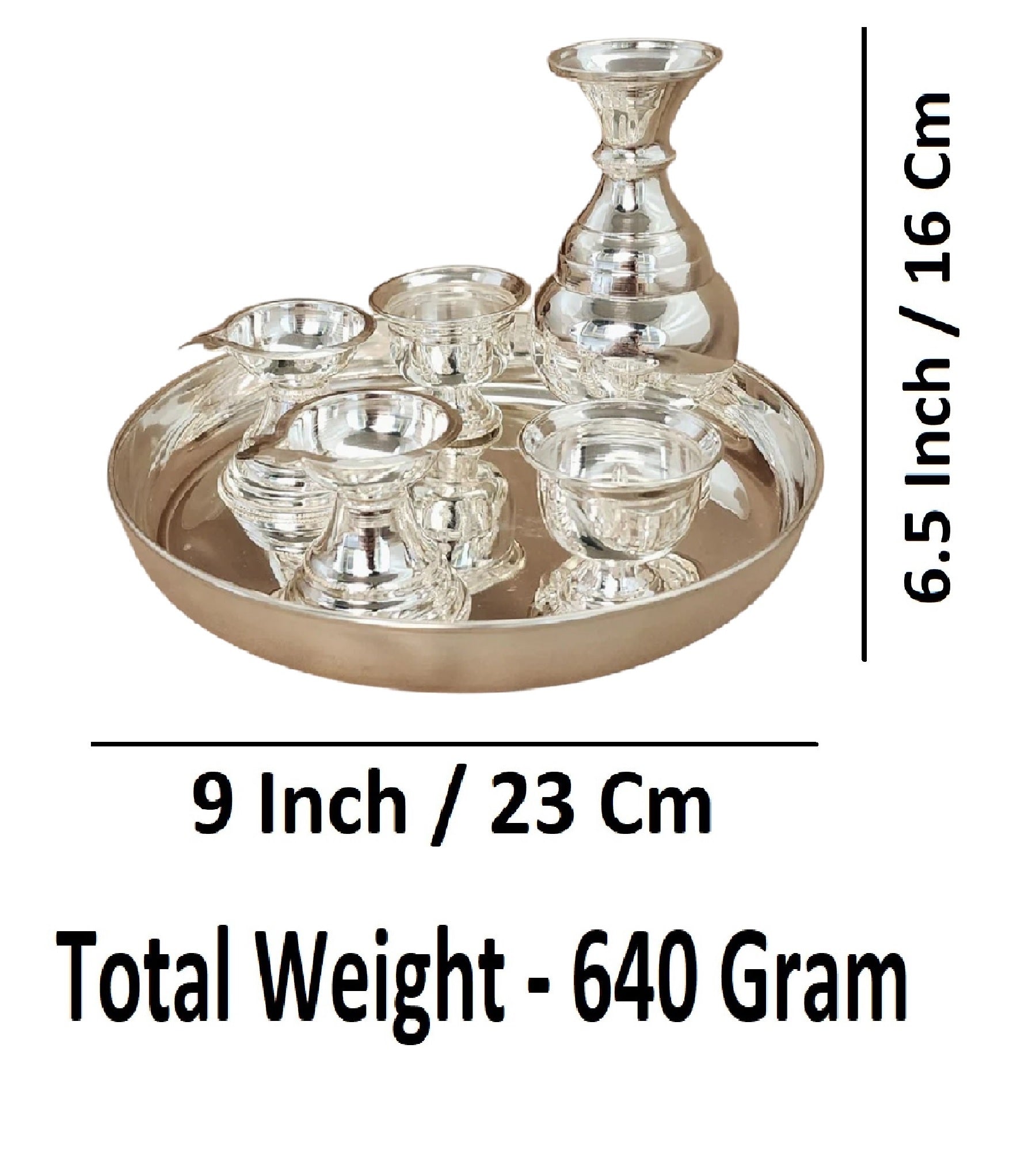 Sigaram German Silver Plain Kalash Set For Home and Pooja Festival K4659