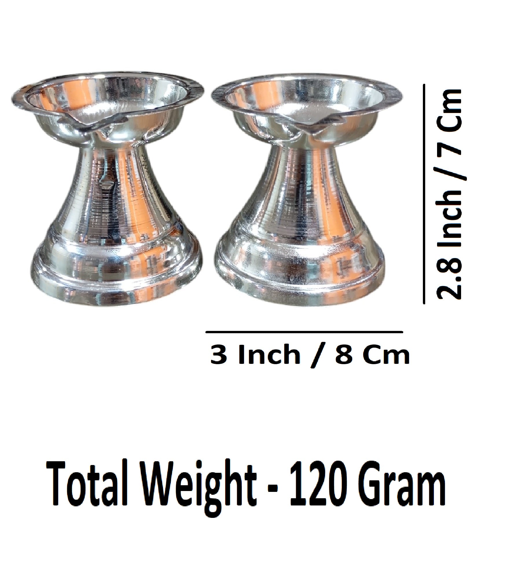 Sigaram 2.8 Inch German Silver Diya Traditional Oil Lamp for Home Pooja & Festival K4660