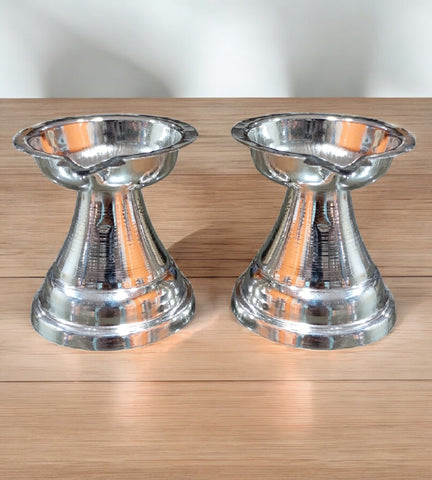 Sigaram 2.8 Inch German Silver Diya Traditional Oil Lamp for Home Pooja & Festival K4660