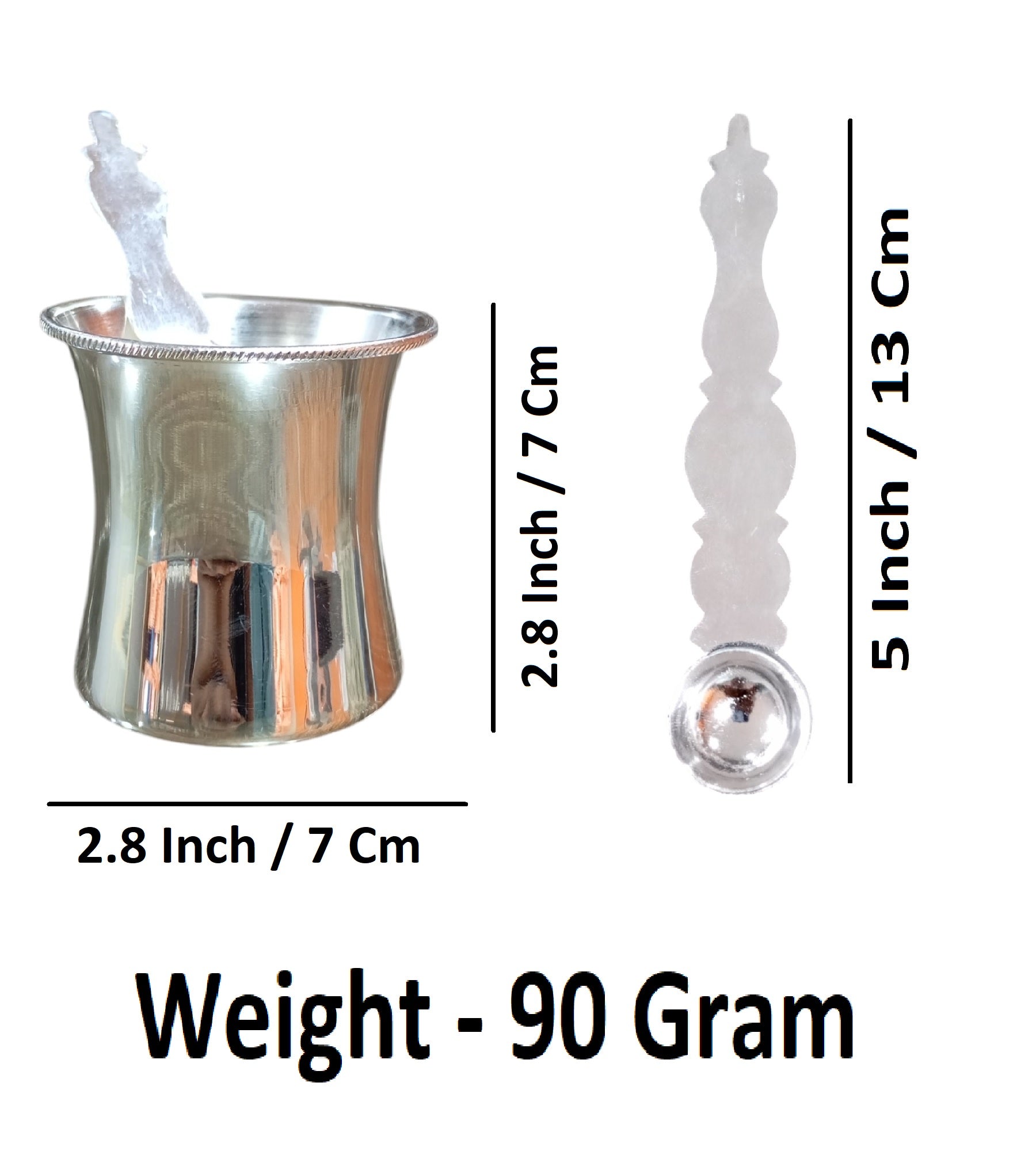 Sigaram 2.8 Inch German Silver Pooja Panchpathre with Udarine for Home & Temple K4661