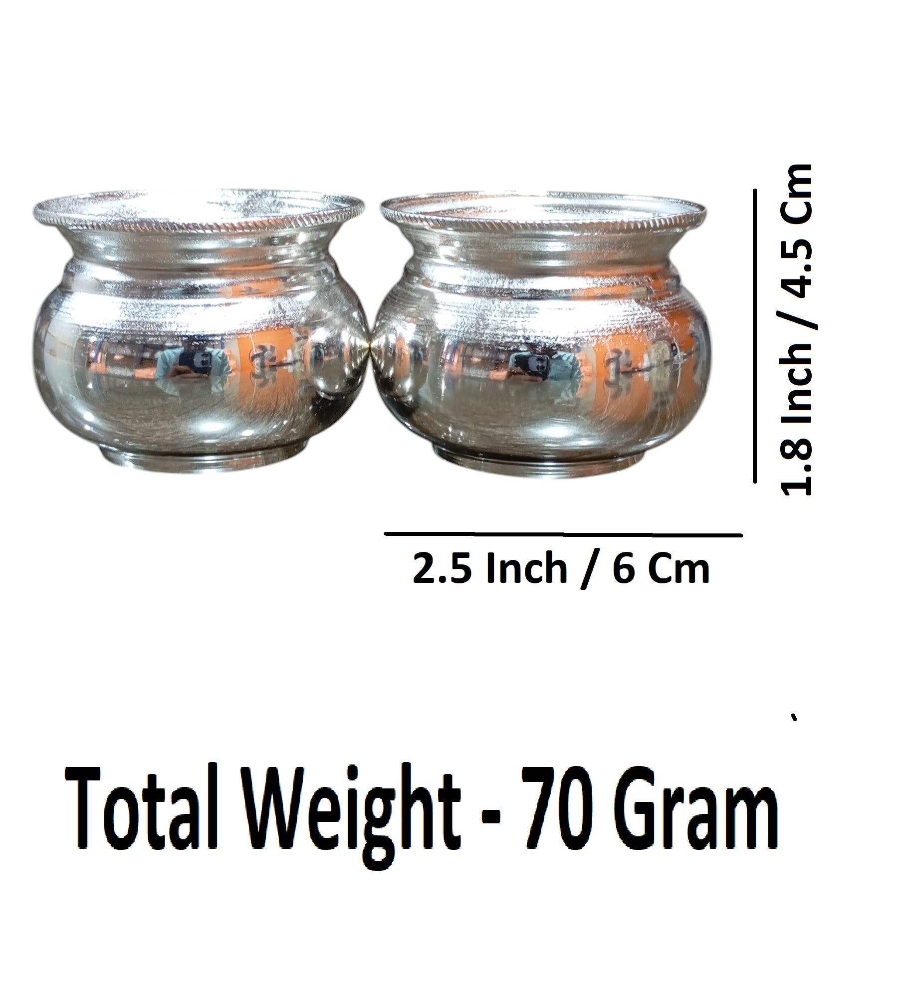 Sigaram Sigaram German Silver Traditional Kum Kum & Haldi Cup For Home Pooja K4663