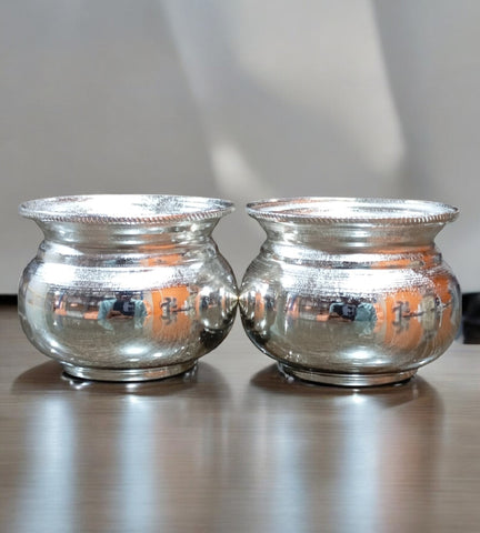 Sigaram Sigaram German Silver Traditional Kum Kum & Haldi Cup For Home Pooja K4663