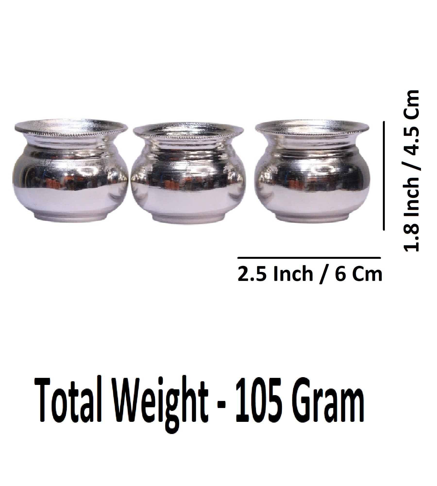 Sigaram German Silver Plain Kum Kum Cup/ Haldi Cup/ Batlu For Home Pooja Decore K4664