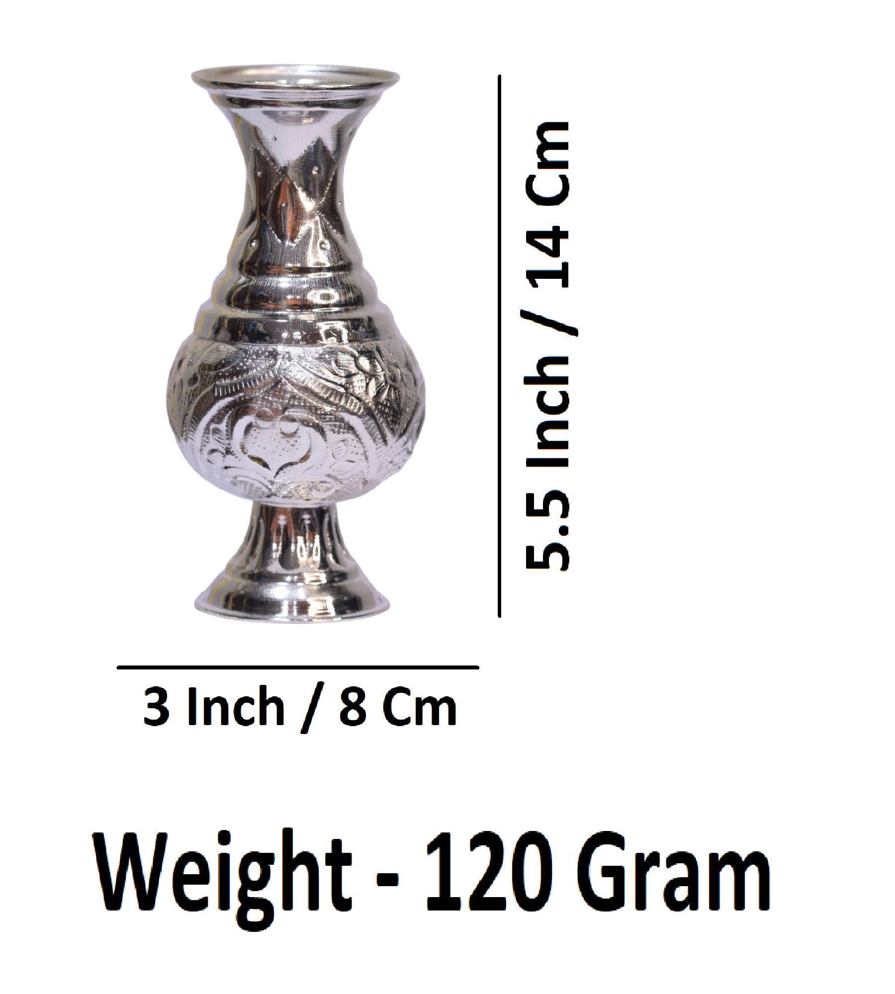 Sigaram German Silver 5.5 Inch Leaf Kalash For Home Pooja Decore K4665