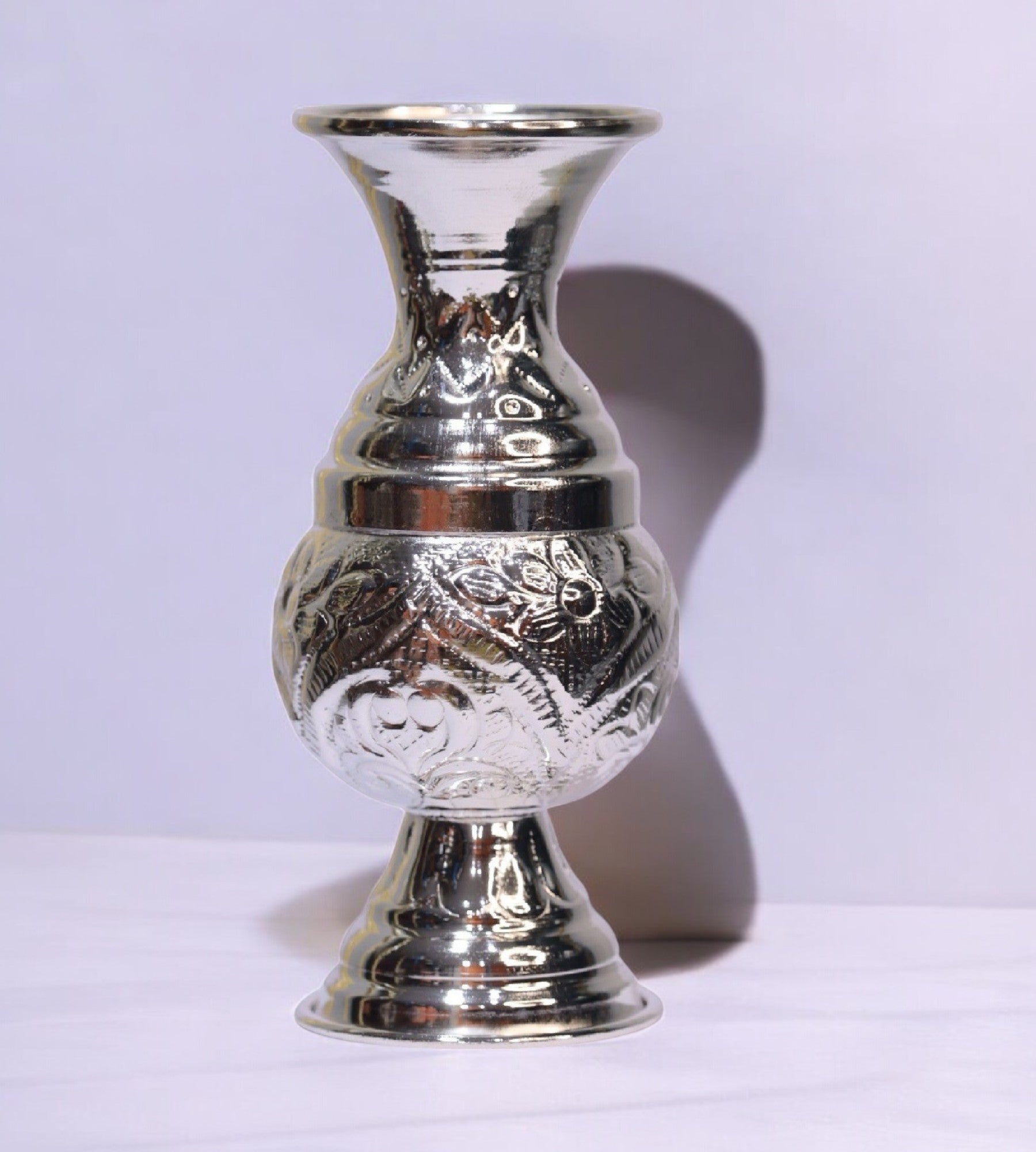 Sigaram German Silver 4.7 Inch Leaf Kalash For Home Pooja Decore K4666