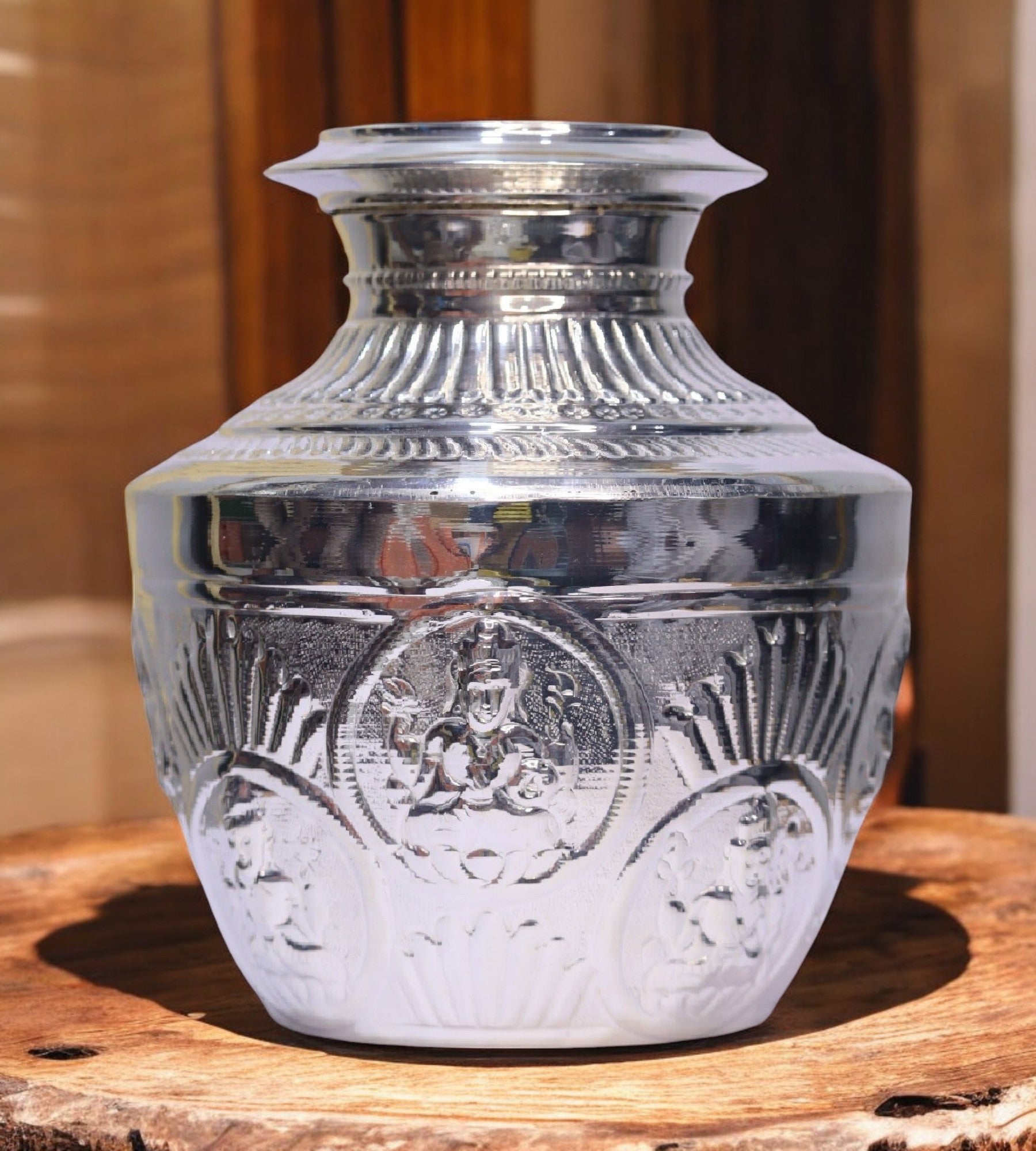 Sigaram 7.5 Inch German Silver Bindige / Kodem / Kalash For Home Pooja Decore K4669