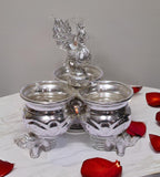 Sigaram Brass 4x4 Inch 3 Cup Panchwala Kum Kum Cup with leg For Home Pooja Decore K4672