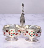 Sigaram Brass 2 Cup Meenakari Panchwala Kum Kum Bharani For Home Pooja Decore K4674