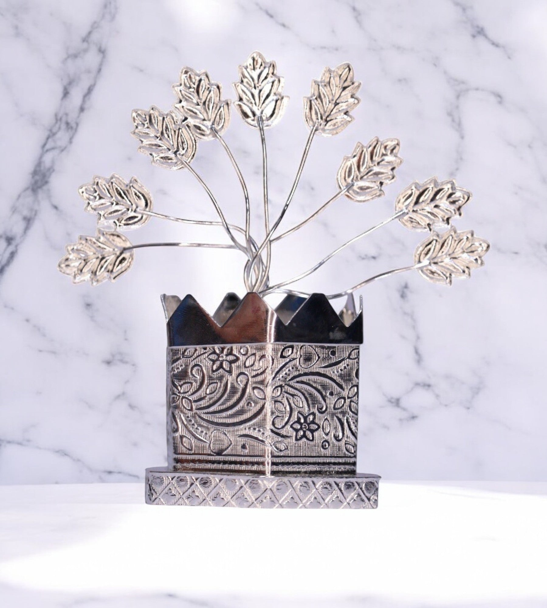 Sigaram Brass 4.5 Inch Hexangle Tulsi Plant For Hom Pooja Decore K4676