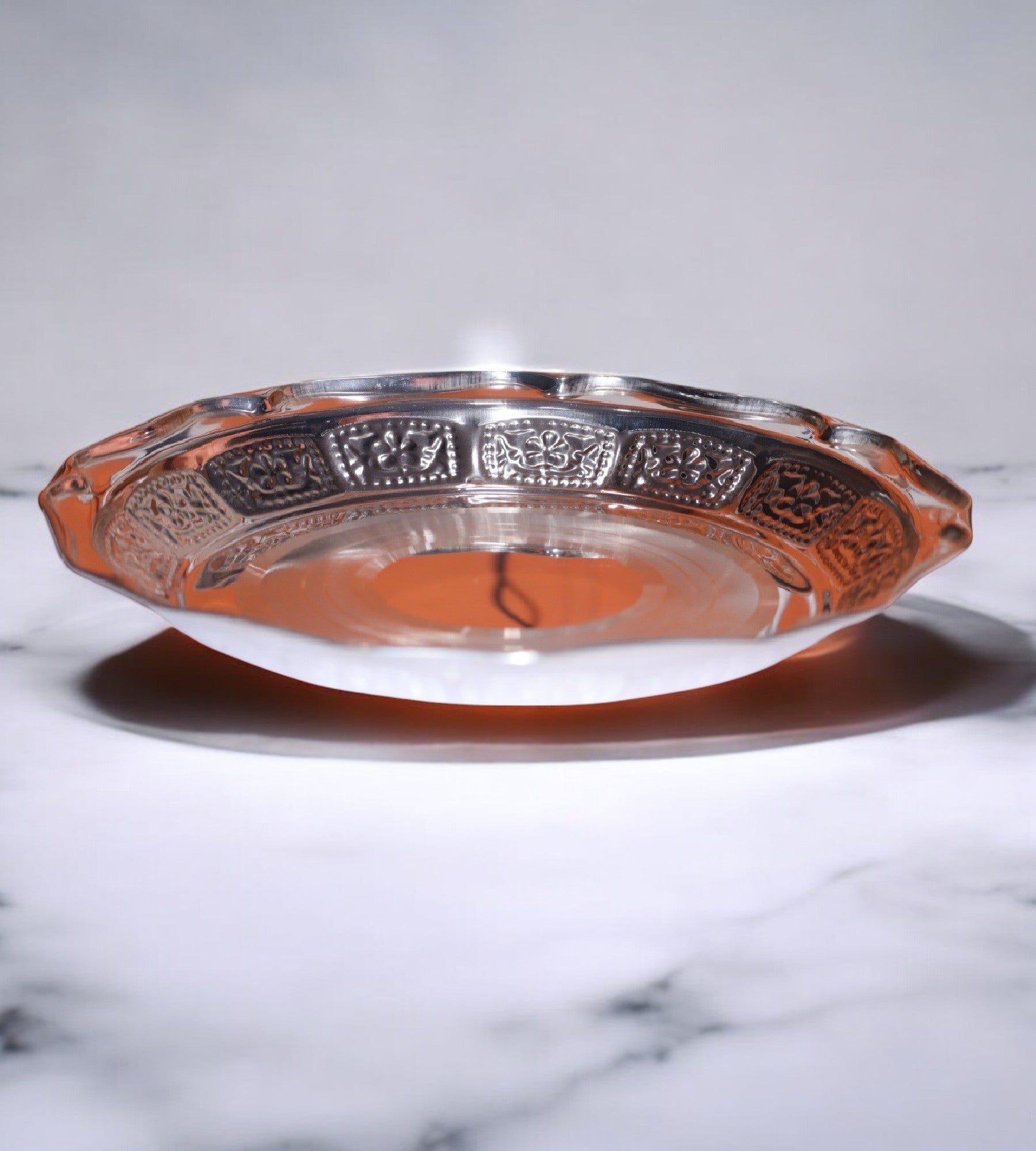 Sigaram 12 Inch Silver Plated Design Plate Foe Home Pooja Decore K4678