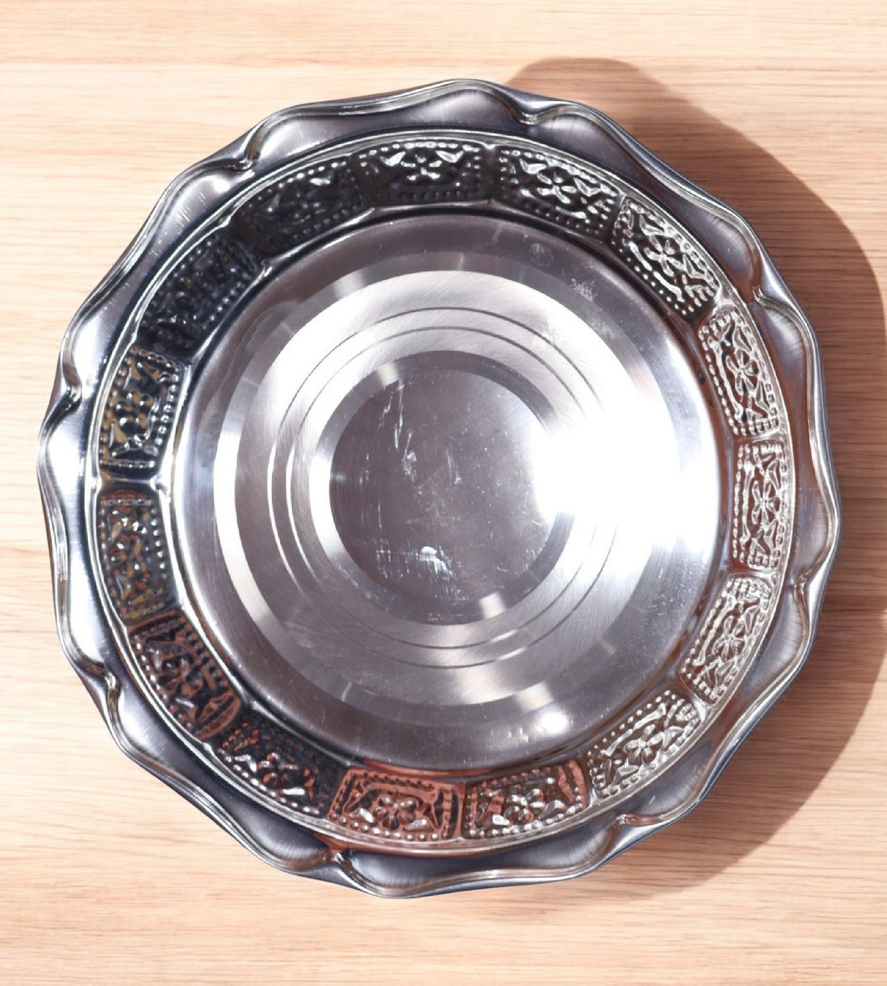 Sigaram 13.5 Inch Steel Design Plate For Home Pooja Decore K4679