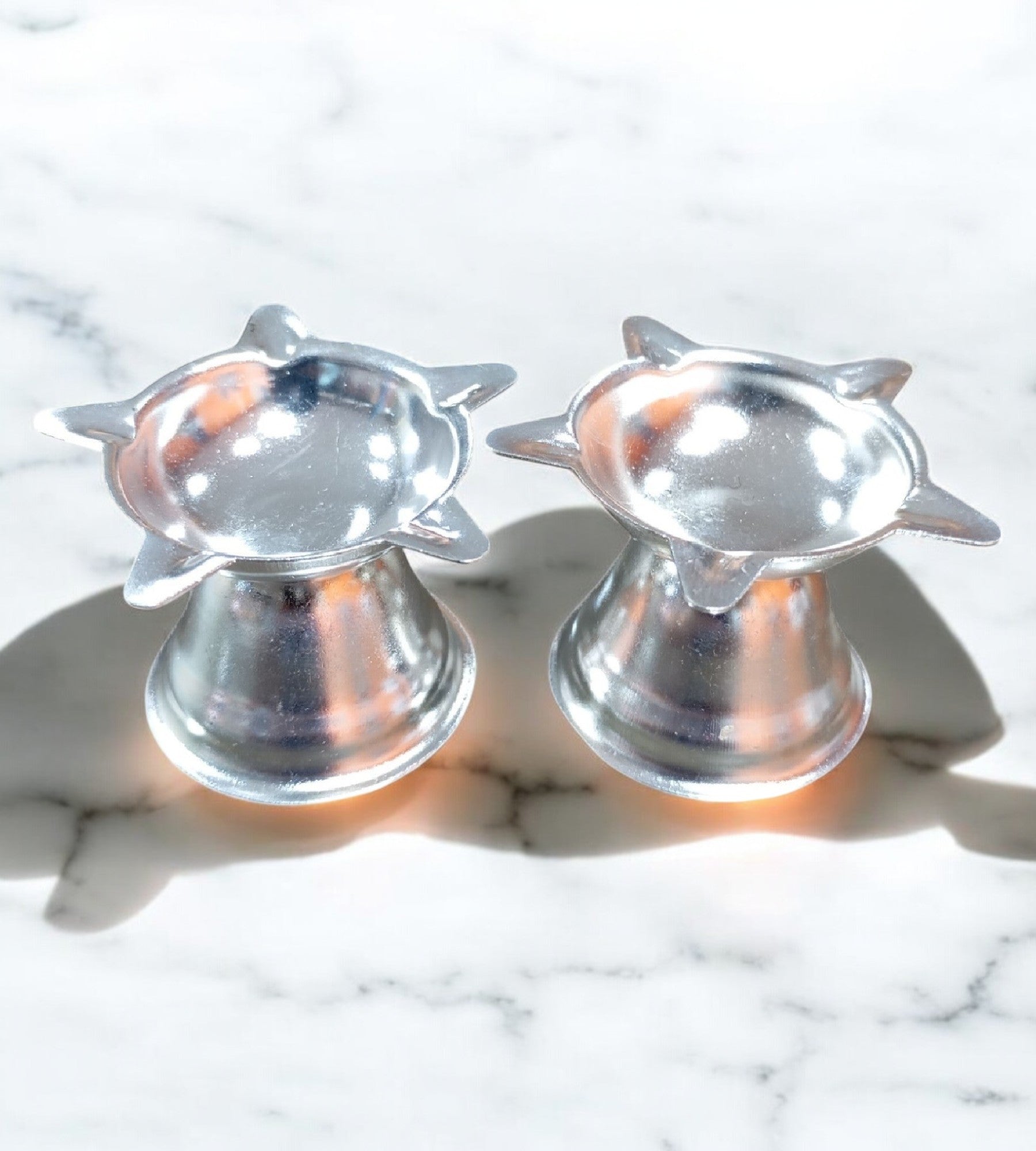 Sigaram 1.7 Inch Silver Plated Diya Traditional Oil Lamp for Home & Mandir Pooja Decore K4682