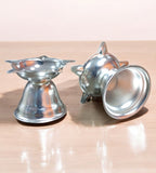 Sigaram 1.7 Inch Silver Plated Diya Traditional Oil Lamp for Home & Mandir Pooja Decore K4682