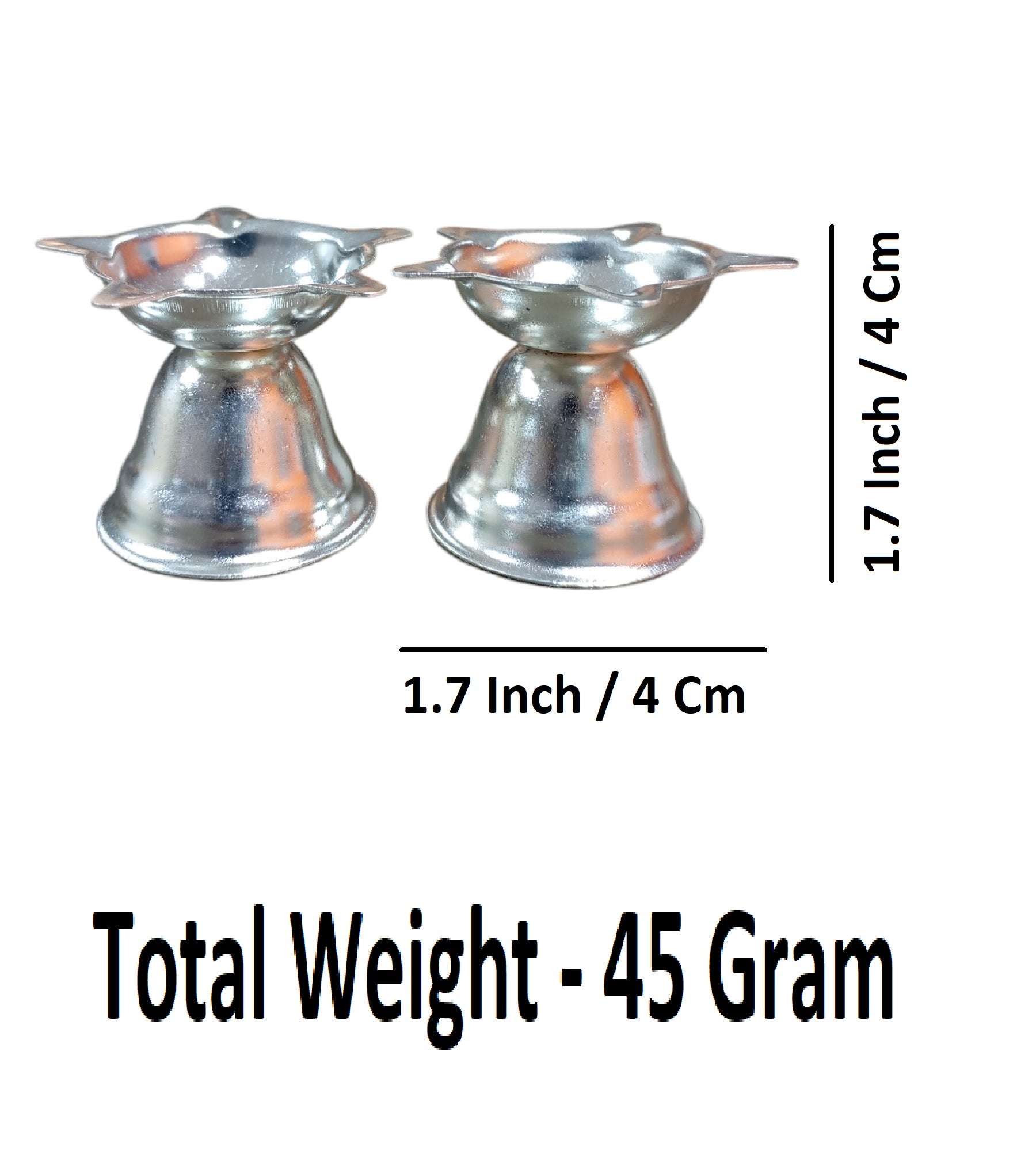 Sigaram 1.7 Inch Silver Plated Diya Traditional Oil Lamp for Home & Mandir Pooja Decore K4682