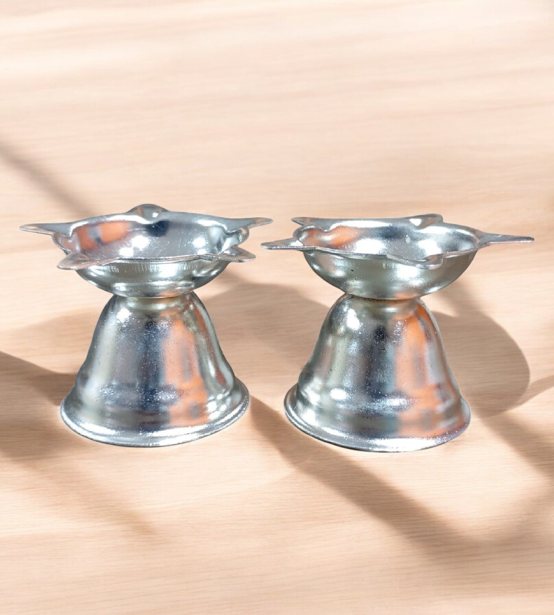 Sigaram 1.7 Inch Silver Plated Diya Traditional Oil Lamp for Home & Mandir Pooja Decore K4682