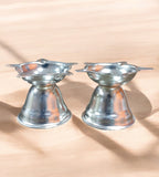 Sigaram 1.7 Inch Silver Plated Diya Traditional Oil Lamp for Home & Mandir Pooja Decore K4682
