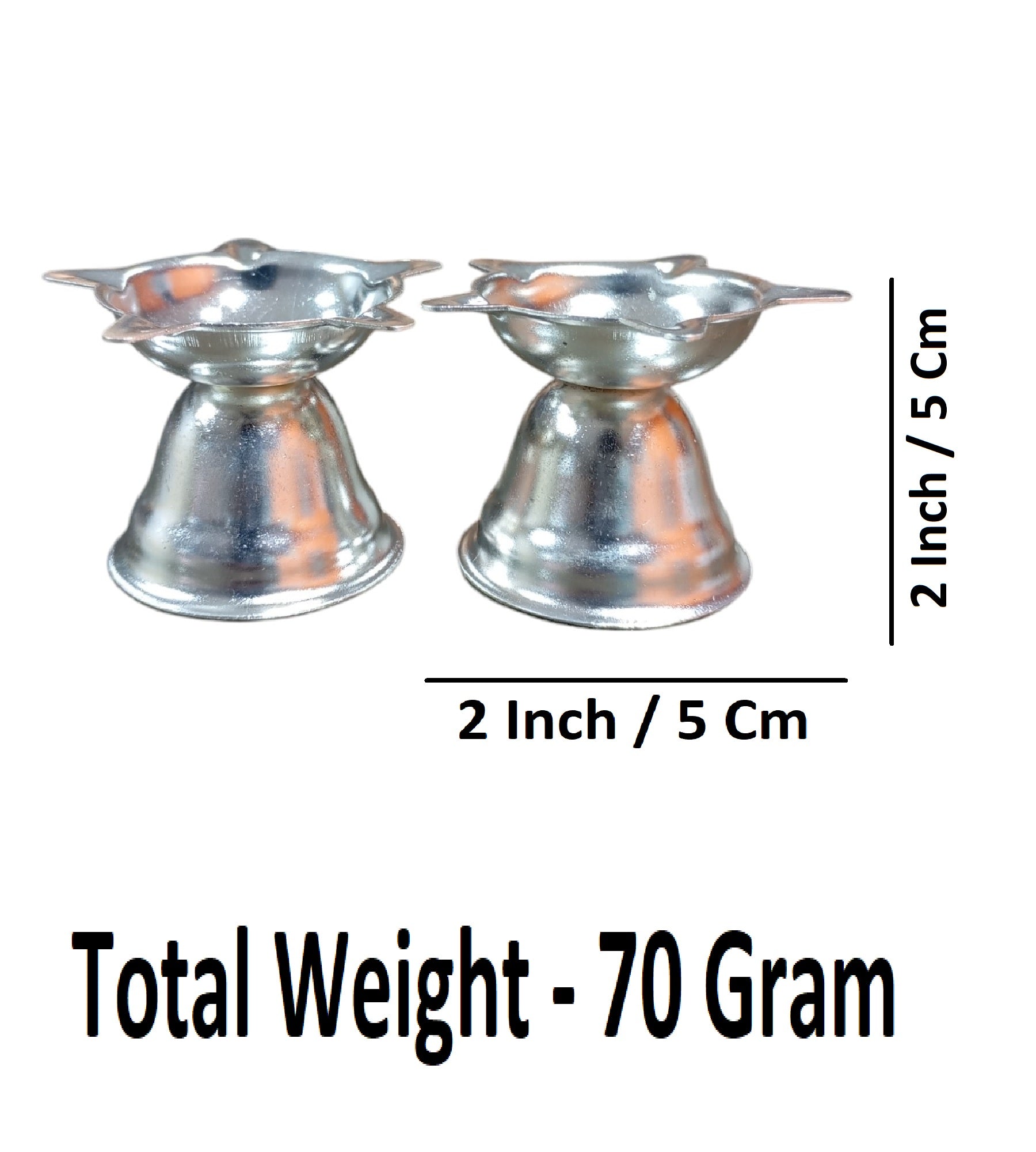 Sigaram 2 Inch Silver Plated Diya for Traditional Oil Lamp for Home & Mandir Pooja Decore K4683