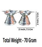 Sigaram 2 Inch Silver Plated Diya for Traditional Oil Lamp for Home & Mandir Pooja Decore K4683