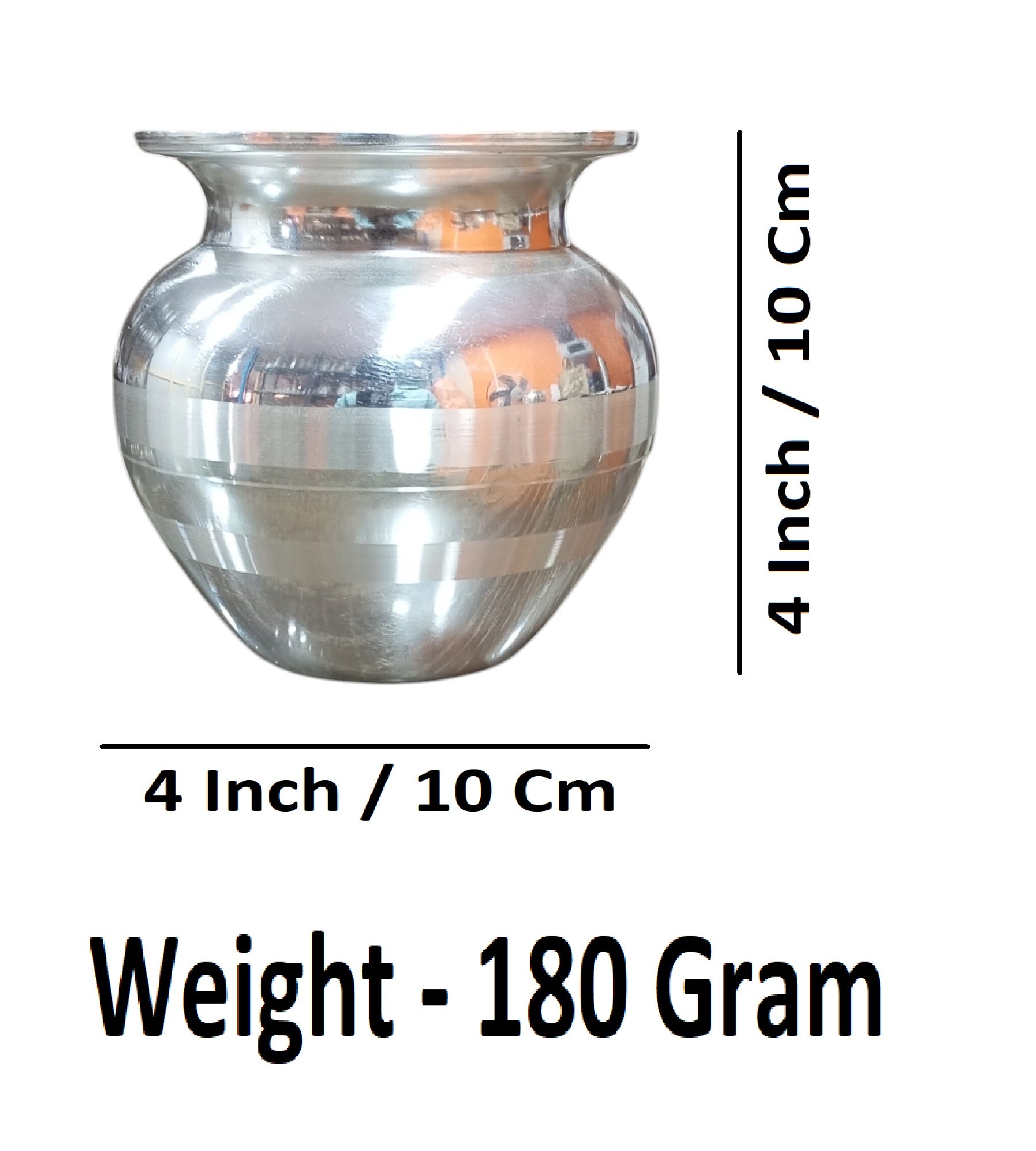 Sigaram 4 Inch Steel Kalash For Home Pooja Décor K4684