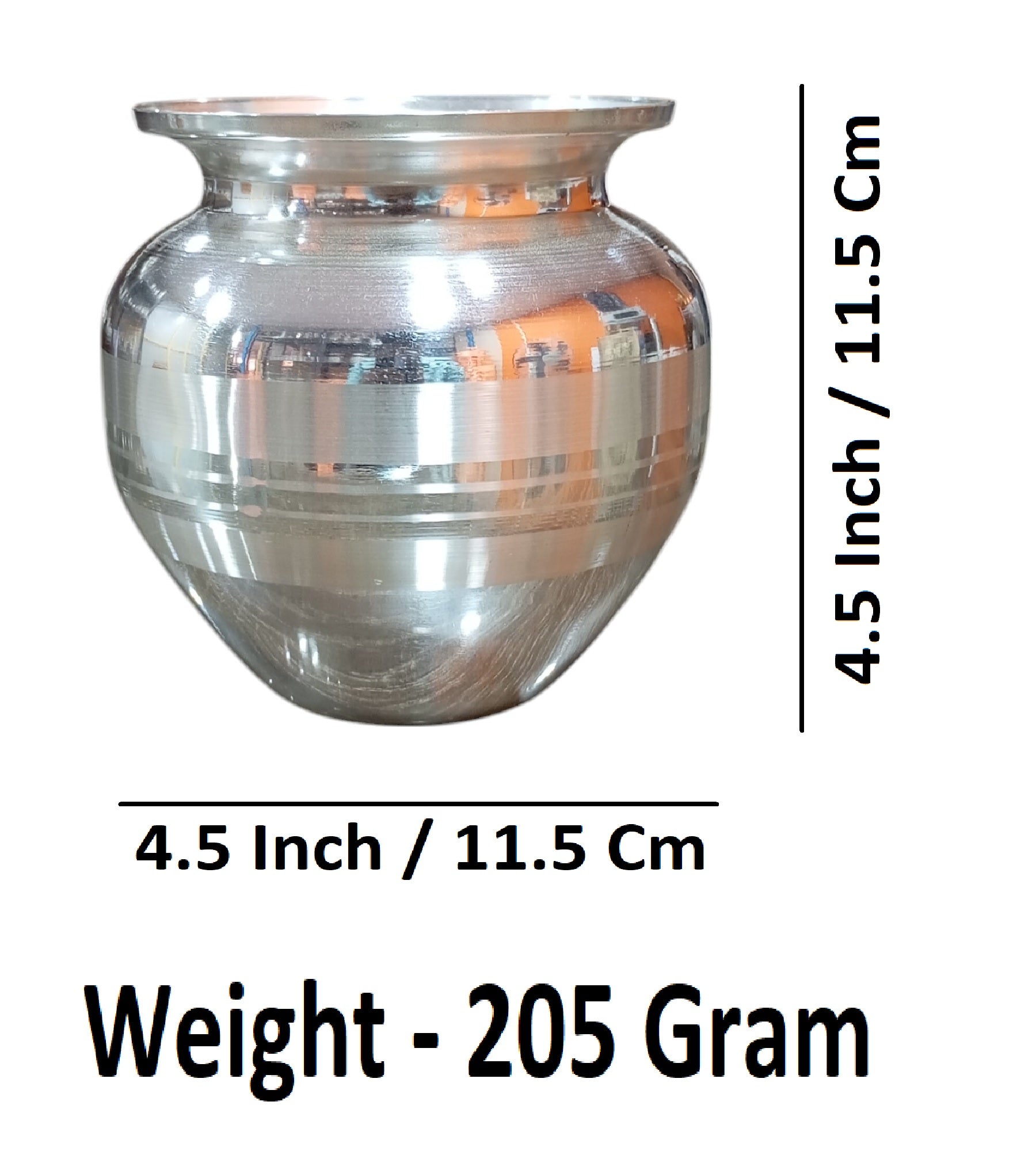 Sigaram 4.5 Inch Steel Kalash for Home Pooja Decore K4685