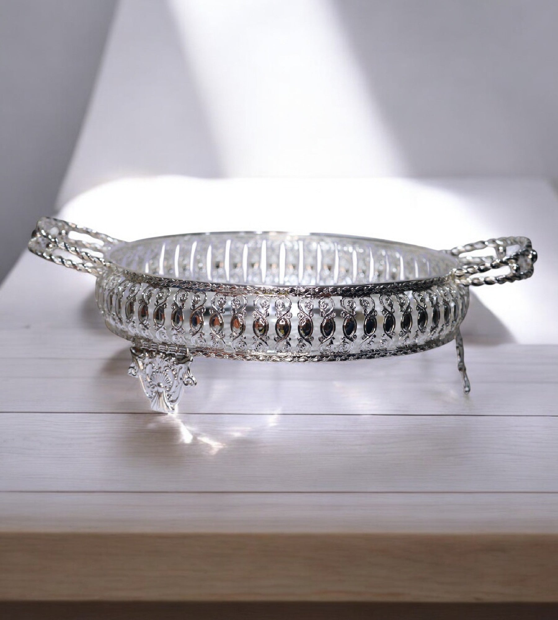 Sigaram 10 Inch Metal Wedding Tray with Hand For Pooja Festival & Wedding Ceremany K4686