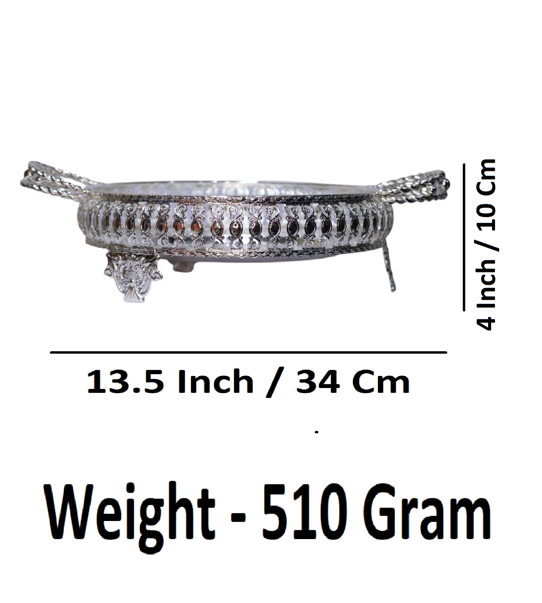 Sigaram 10 Inch Metal Wedding Tray with Hand For Pooja Festival & Wedding Ceremany K4686