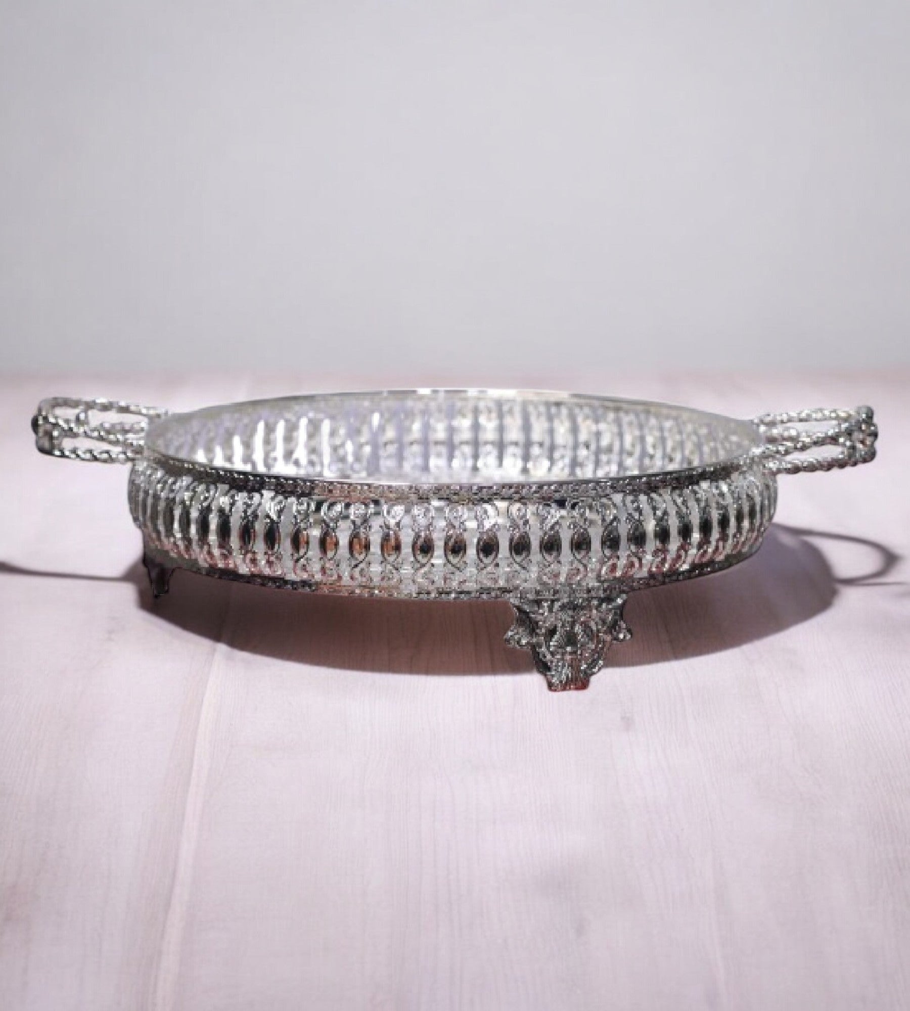 Sigaram 12 Inch Metal Wedding Tray with Hand For Pooja Festival & Wedding Ceremany K4687