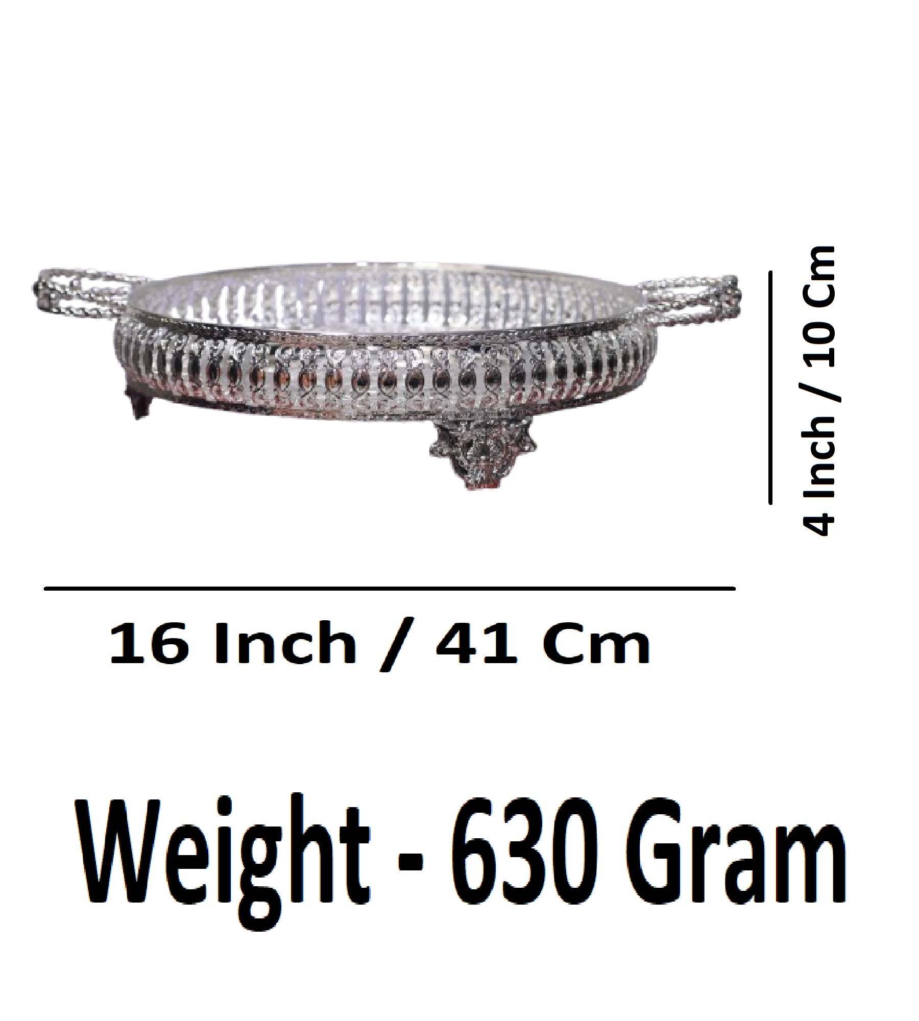 Sigaram 12 Inch Metal Wedding Tray with Hand For Pooja Festival & Wedding Ceremany K4687