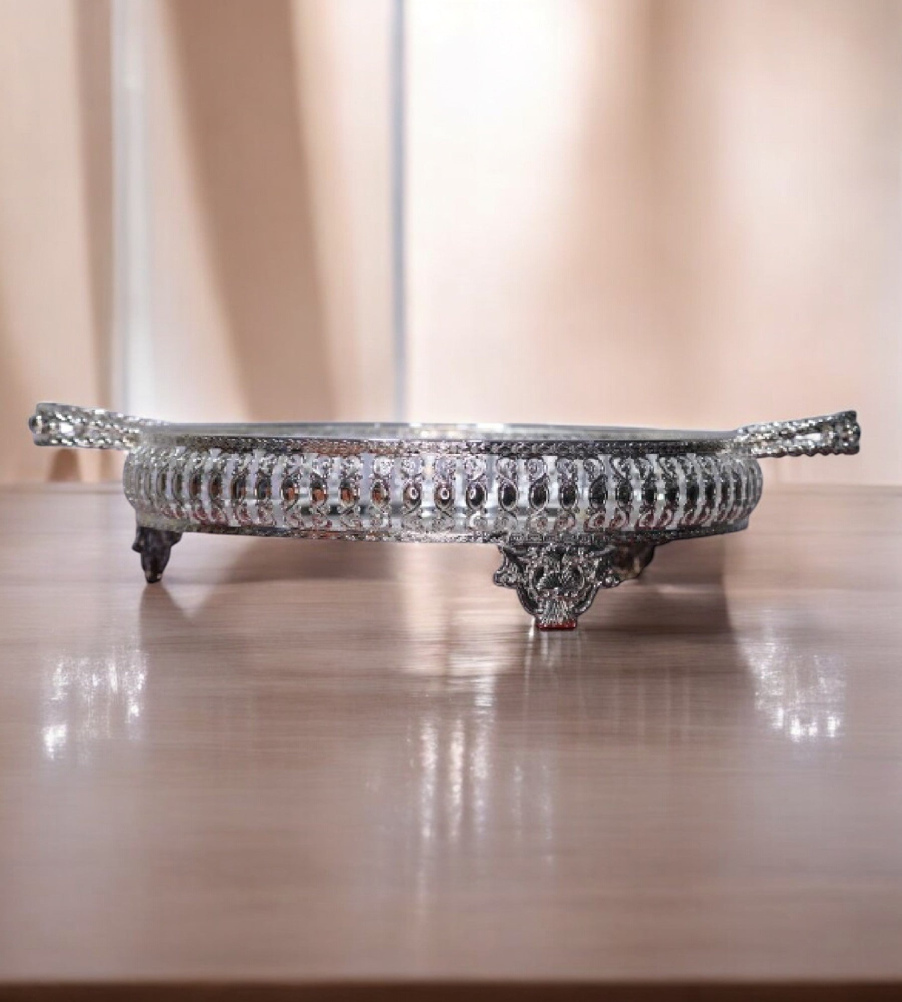 Sigaram 12 Inch Metal Wedding Tray with Hand For Pooja Festival & Wedding Ceremany K4687