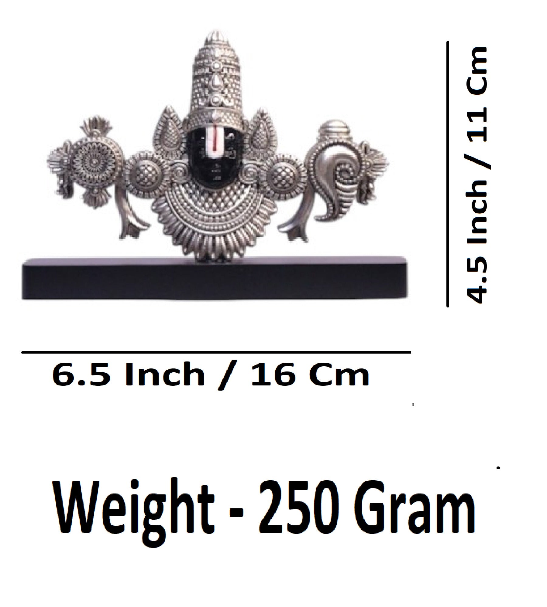 Sigaram 6.5 Inch Silver Color Tirupathi / Balaji Face For Home Pooja Decore K4696