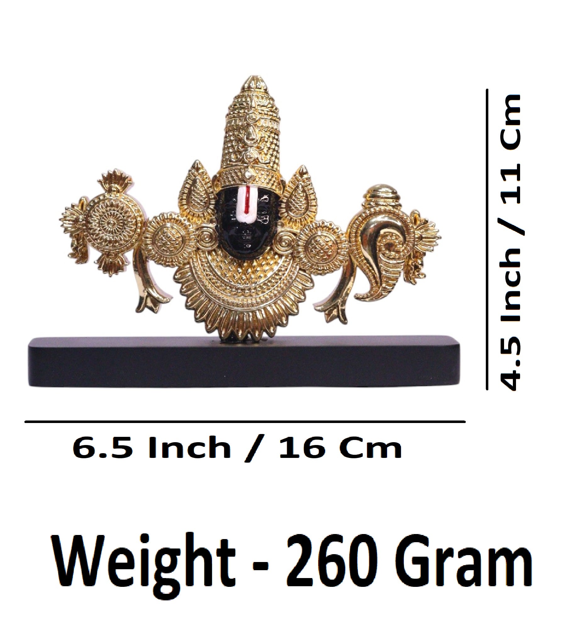 Sigaram 6.5 Inch Gold Color Balaji / Tirupathi Face For Home Pooja Decore K4697