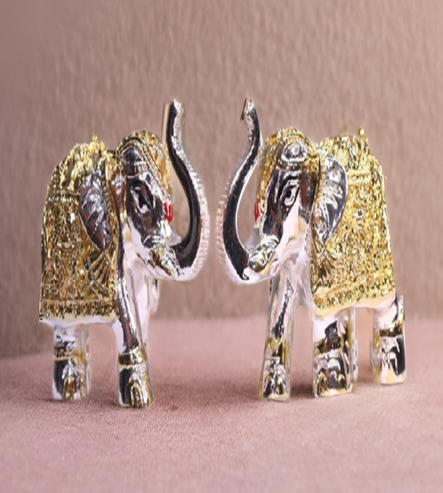 Sigaram 2 Inch Gold And Silver Color Metal Elephant For Home And Pooja Decore K4701