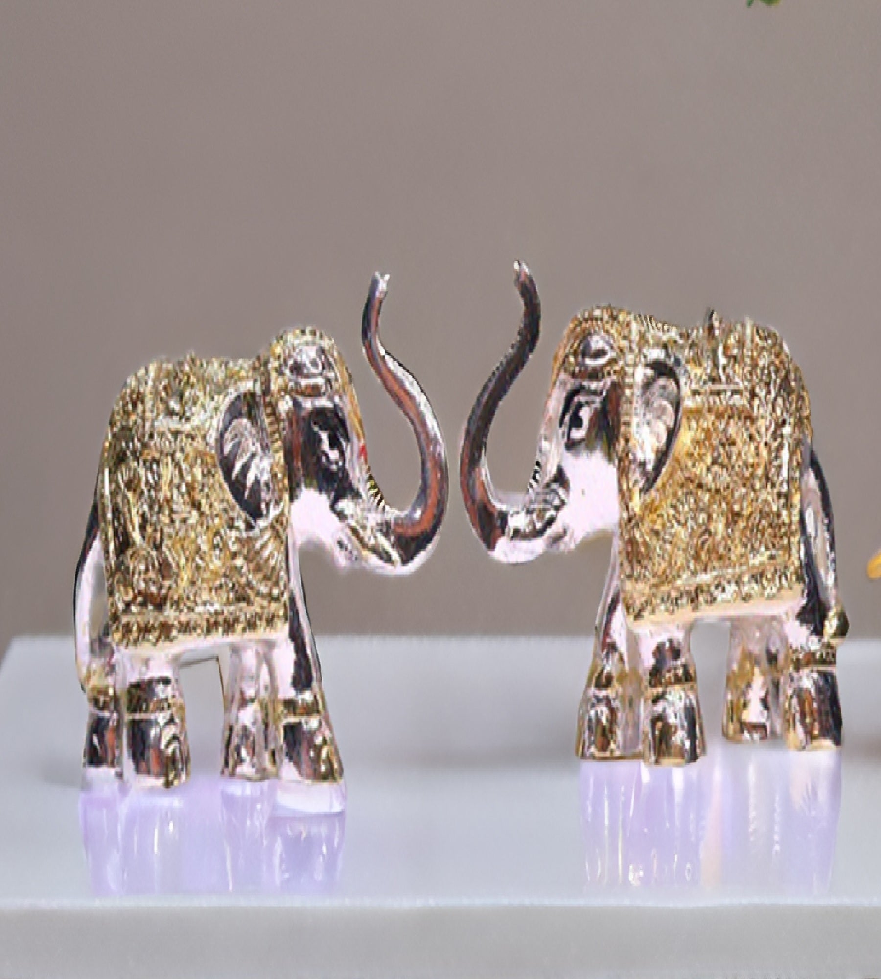 Sigaram 2 Inch Gold And Silver Color Metal Elephant For Home And Pooja Decore K4701
